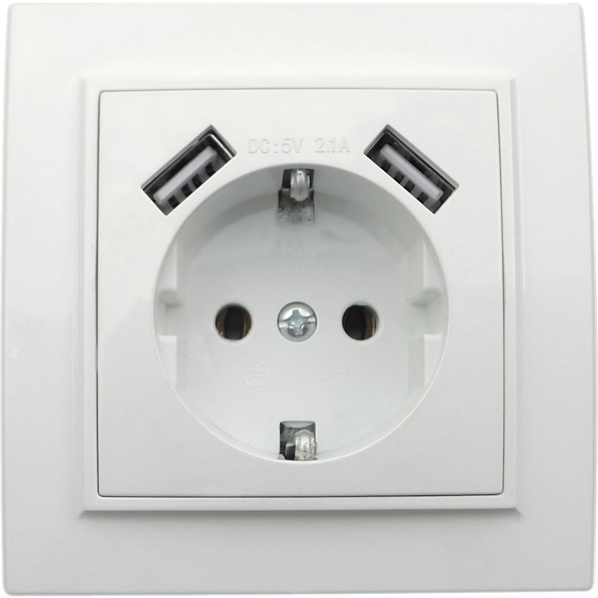 Single indoor socket with grounding and USB, white RIGHT HAUSEN KIRA HN-016241