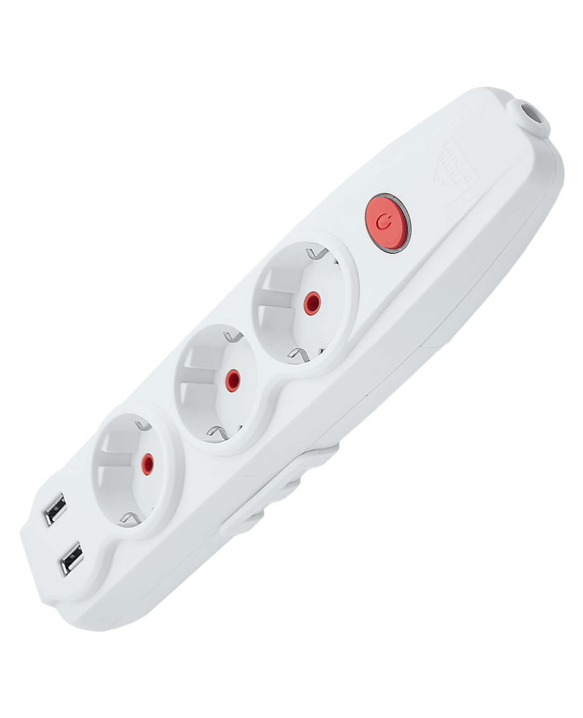Right Hausen Kris Triple Extension Socket with Grounding, Button, and USB, White HN-082301