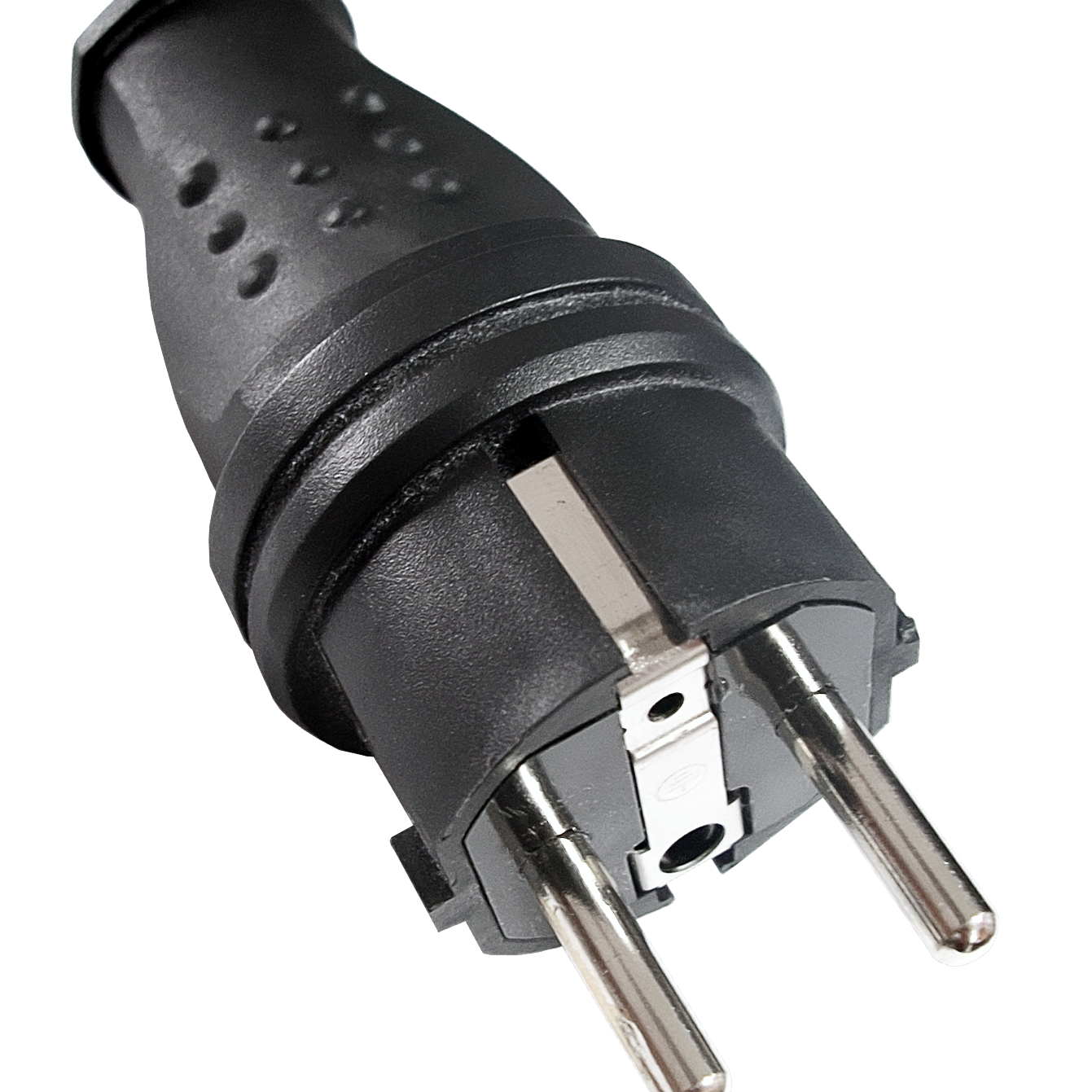 Waterproof Straight Electric Plug with Grounding, Black HN-021062N