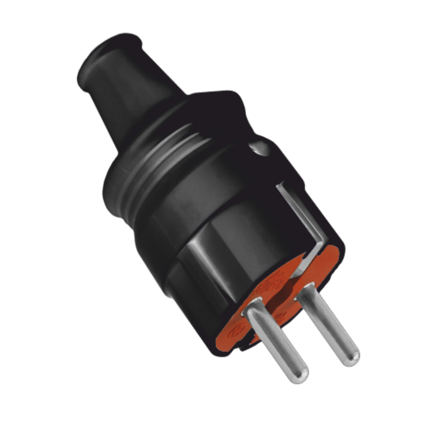  Standard Straight Electric Plug with Grounding, Black HN-021092