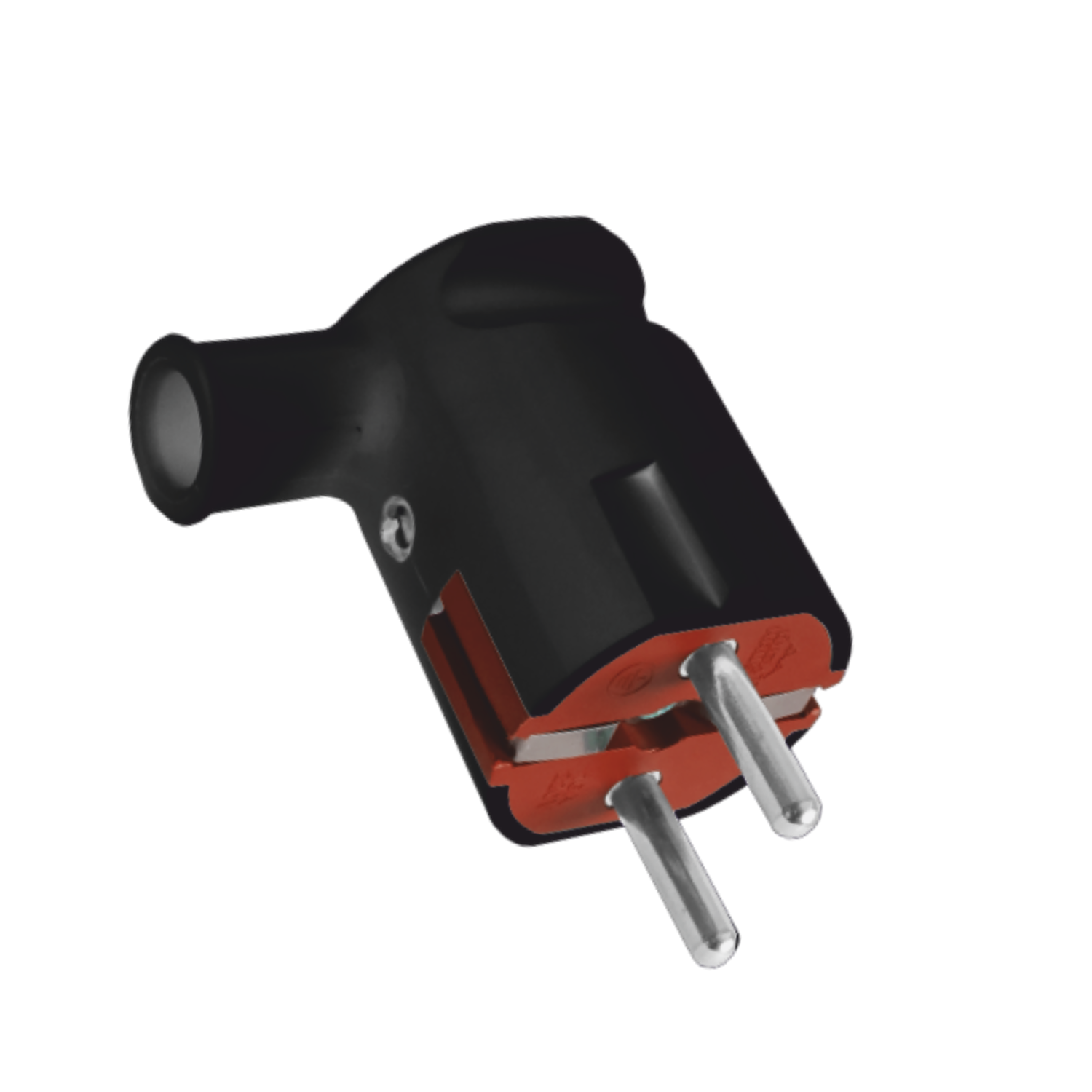  Standard Angled Electric Plug with Grounding, Black HN-021102
