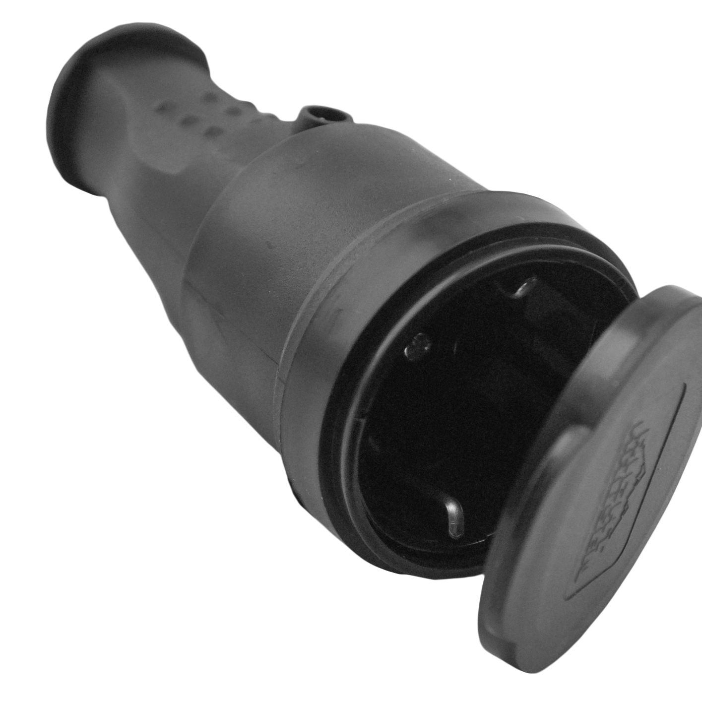 Waterproof Electrical Socket with Grounding and Cover, Black HN-022032N
