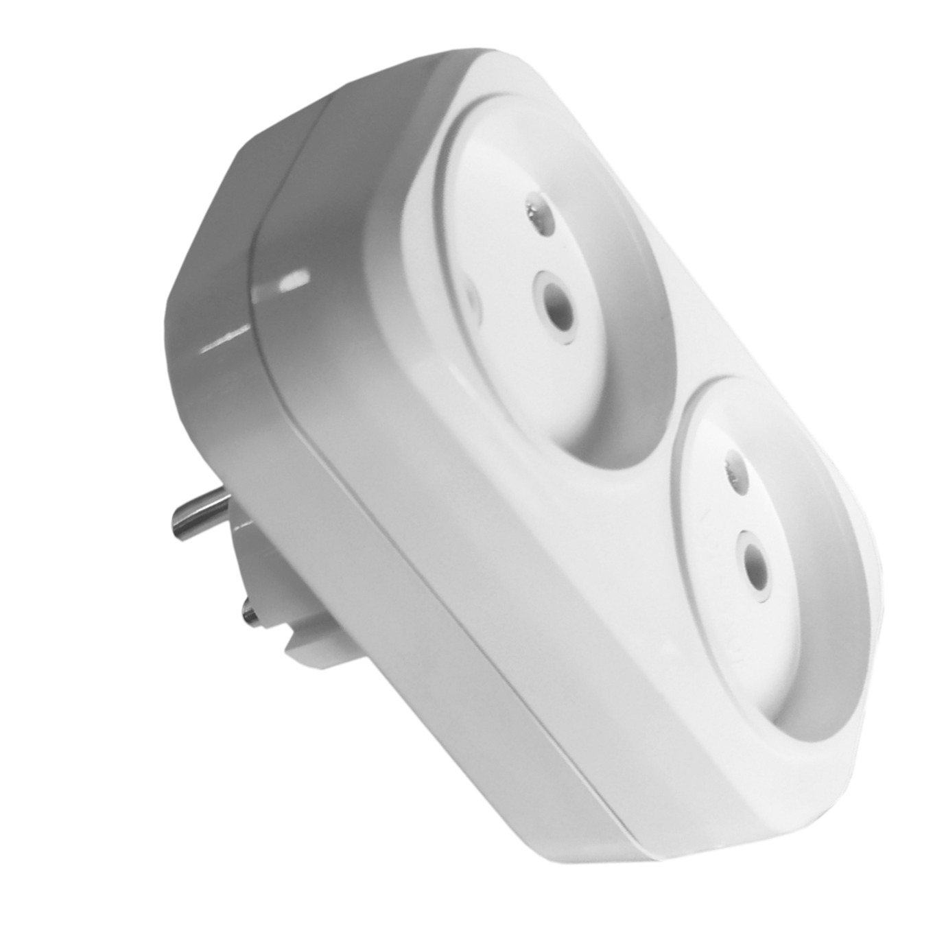 Double Electrical Splitter without Grounding, Horizontal, White HN-024021