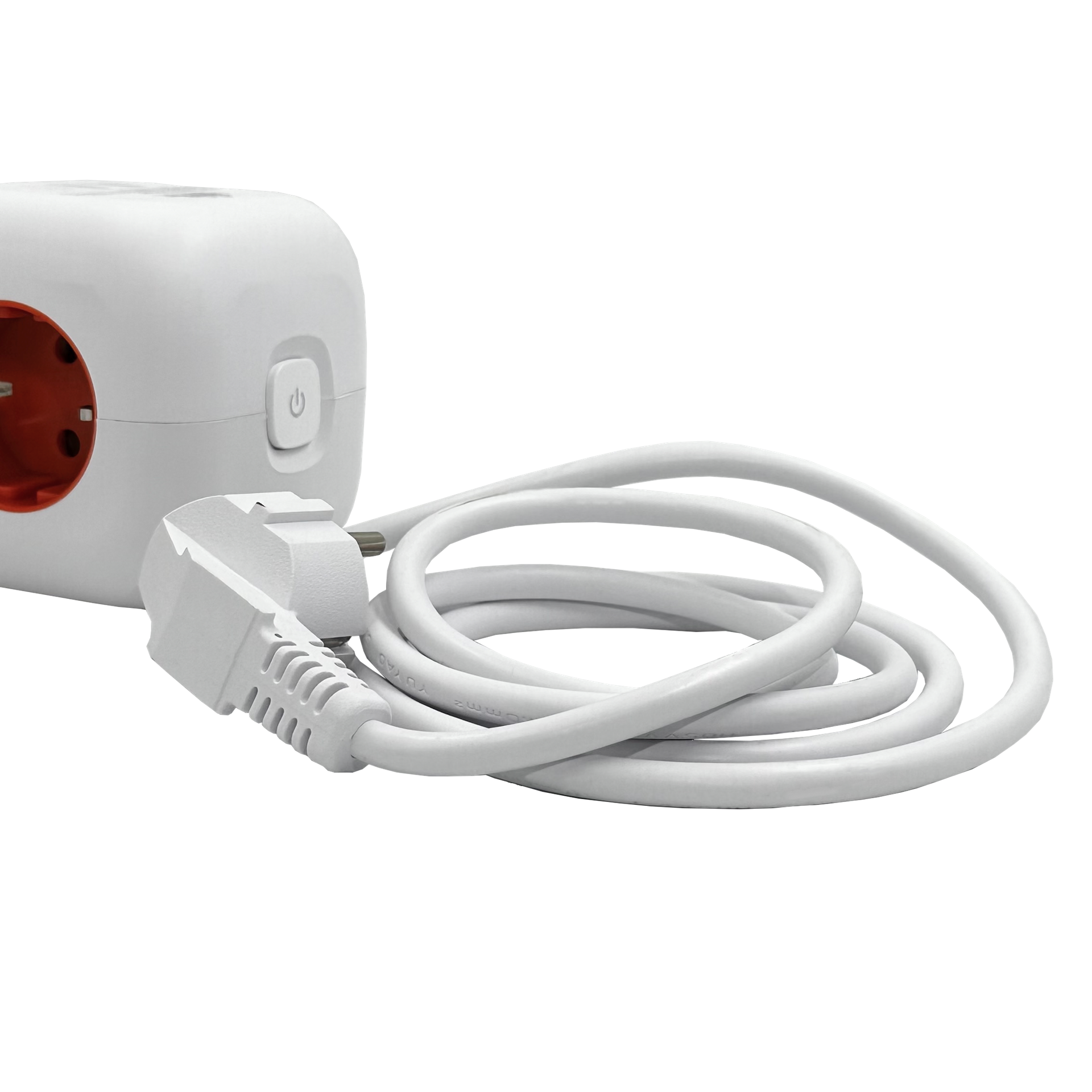 Cube Extension Cord with Grounding, 3 Sockets, 2 USB type-A, 1 USB type-C, Button, Cable HN-024201