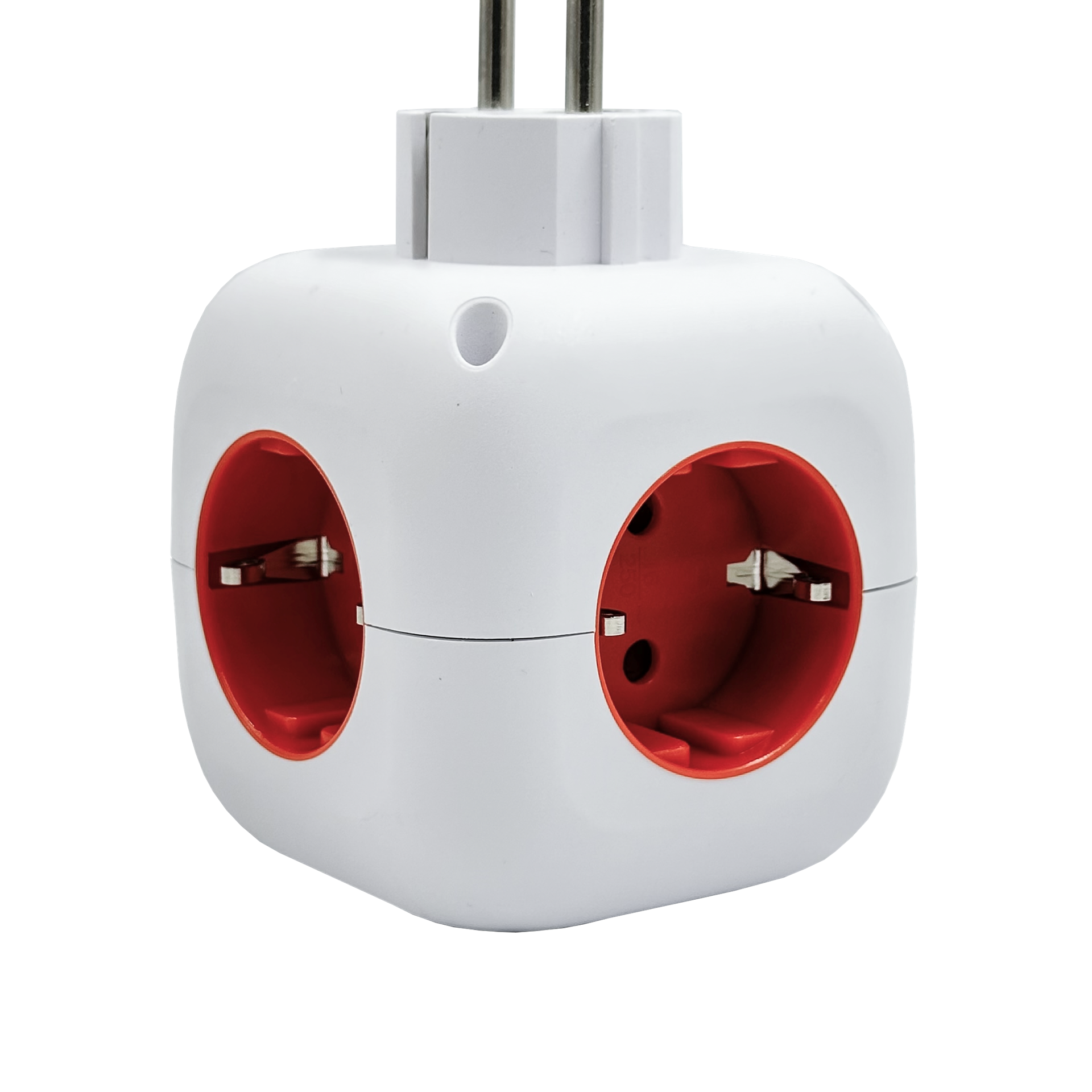 Cube Splitter with Grounding, 3 Sockets, 2 USB type-A, 1 USB type-C, Button HN-024101