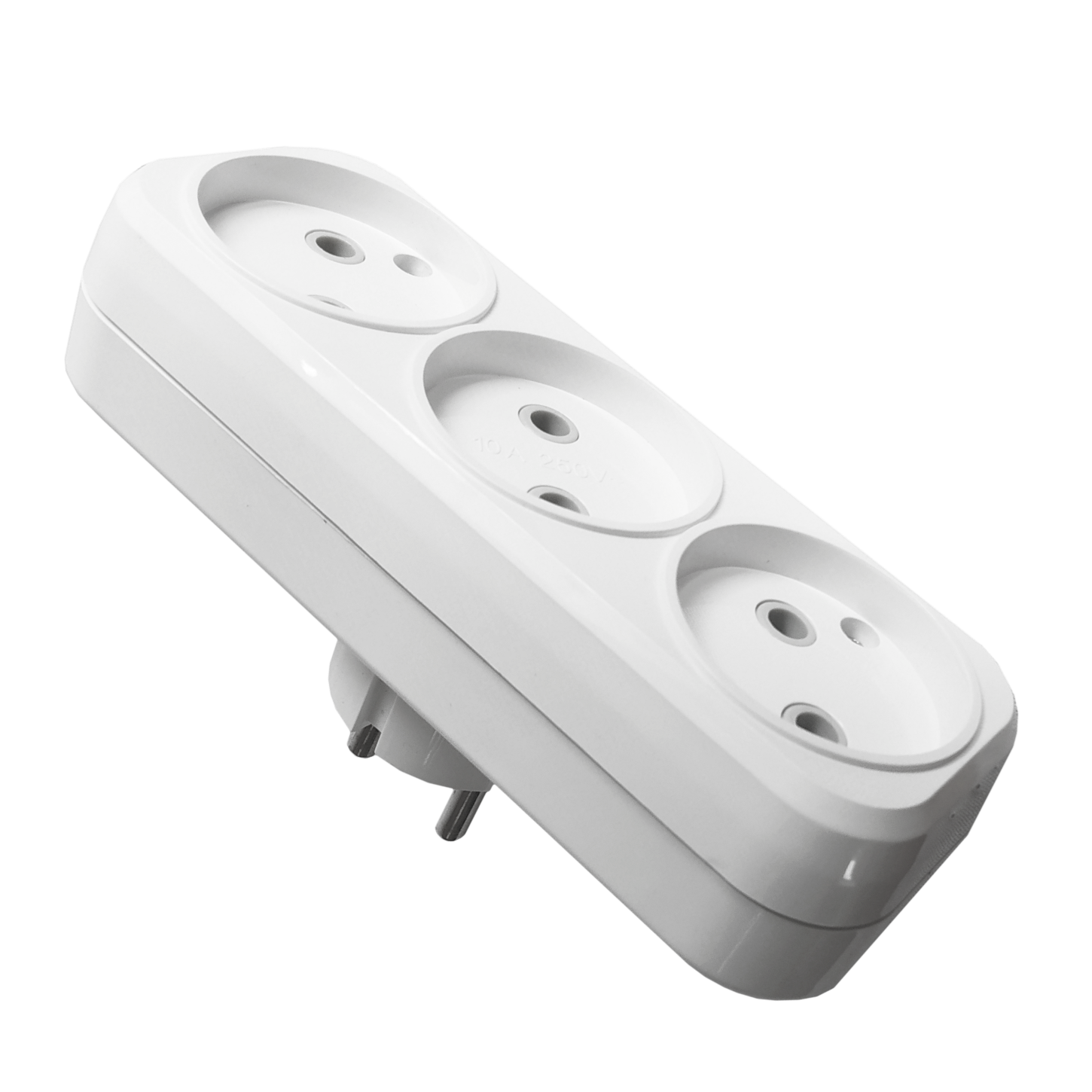 Triple Electrical Splitter without Grounding, Horizontal, White HN-024041
