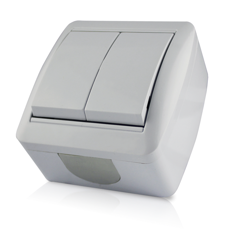 Double Surface-Mounted Waterproof Switch RIGHT HAUSEN BERTA IP54 White HN-013021