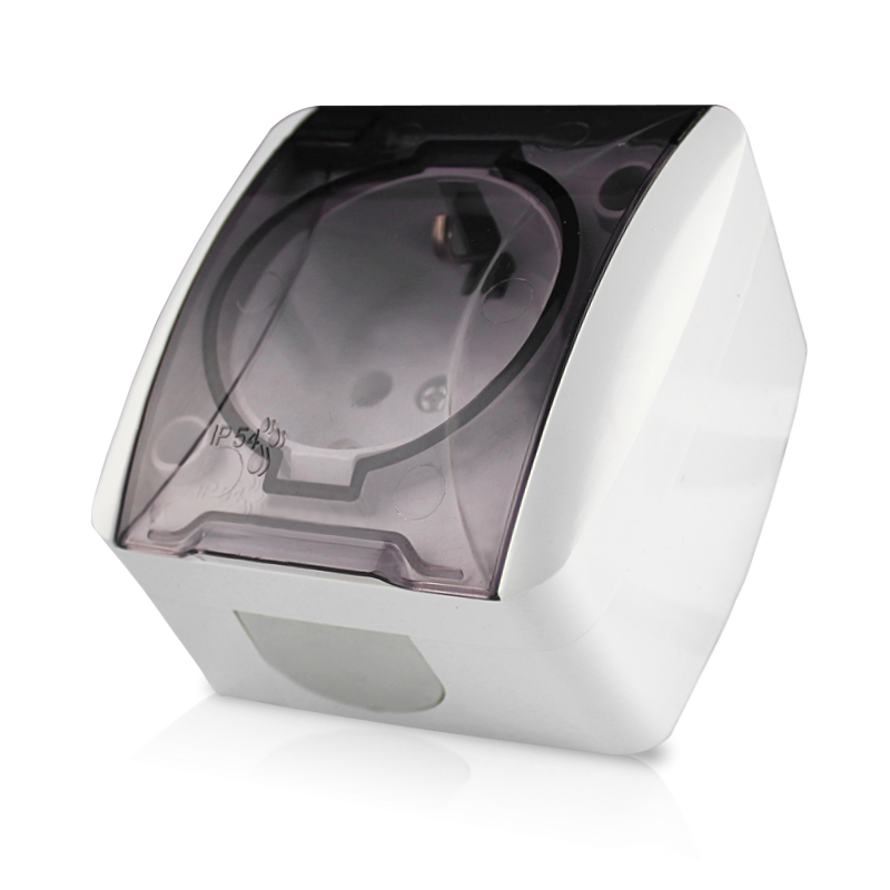 Single Surface-Mounted Waterproof Socket RIGHT HAUSEN BERTA IP54 White HN-013041