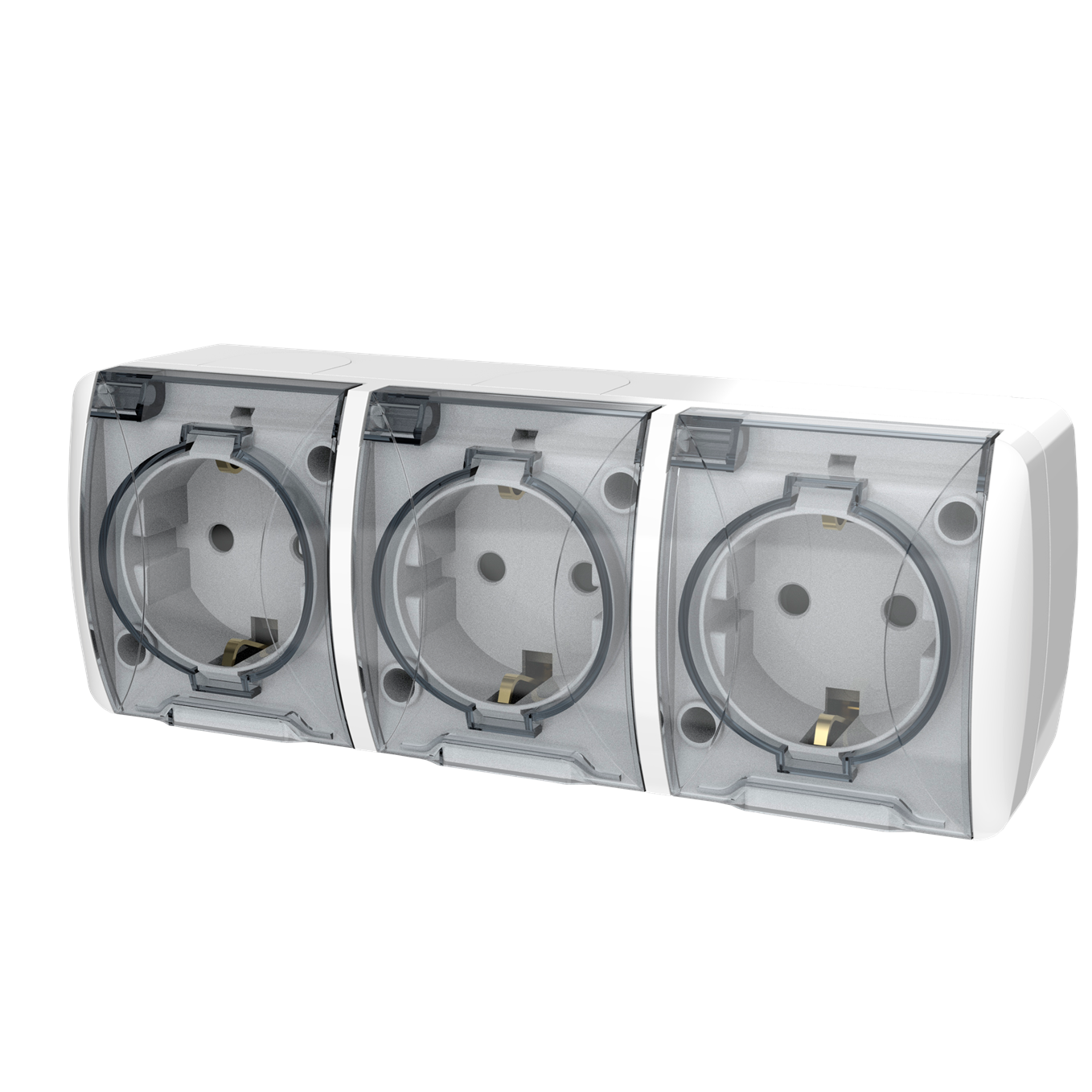 Triple Surface-Mounted Waterproof Socket RIGHT HAUSEN BERTA IP54 White HN-013141