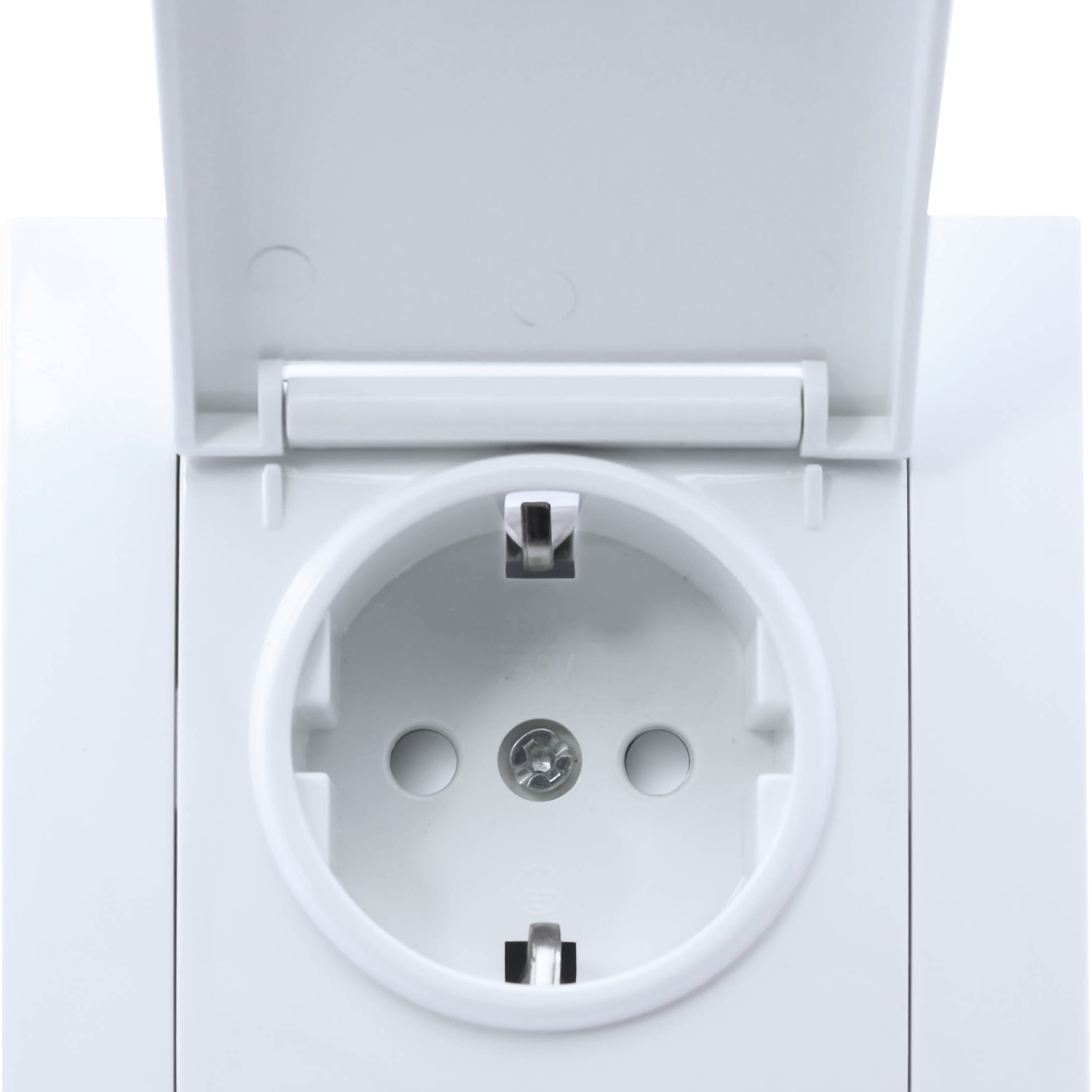 Single indoor socket with grounding, shutters and cover RIGHT HAUSEN VELENA