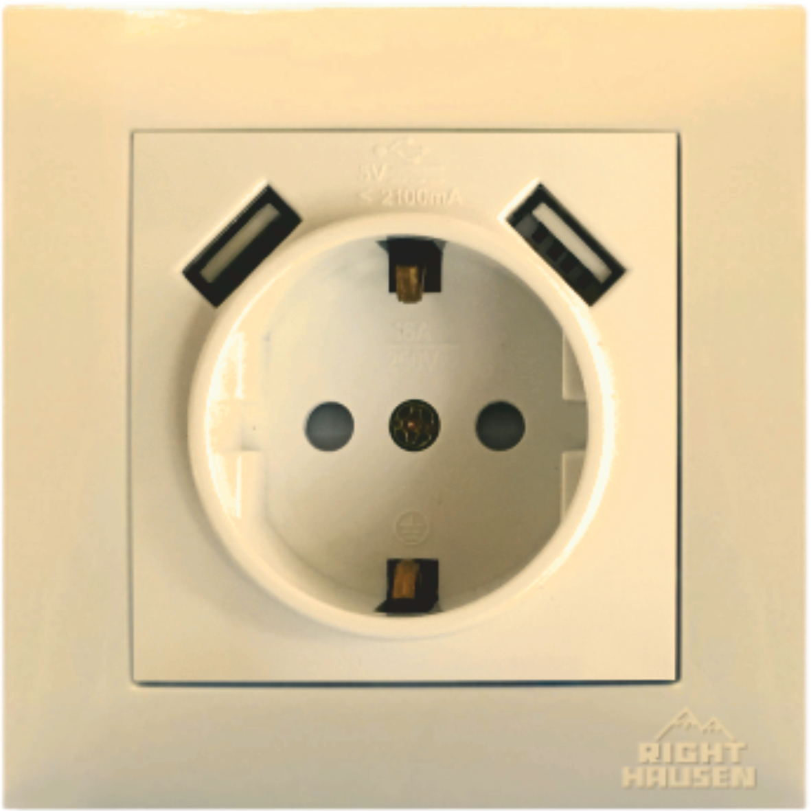  Single indoor socket with grounding and USB, cream RIGHT HAUSEN VELENA HN-011243