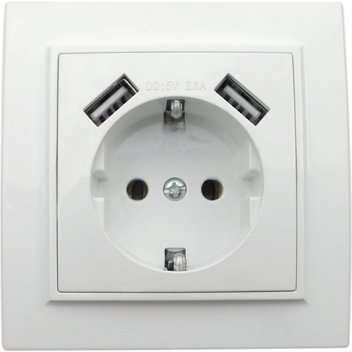 Single indoor socket with grounding and USB, white RIGHT HAUSEN KIRA HN-016241