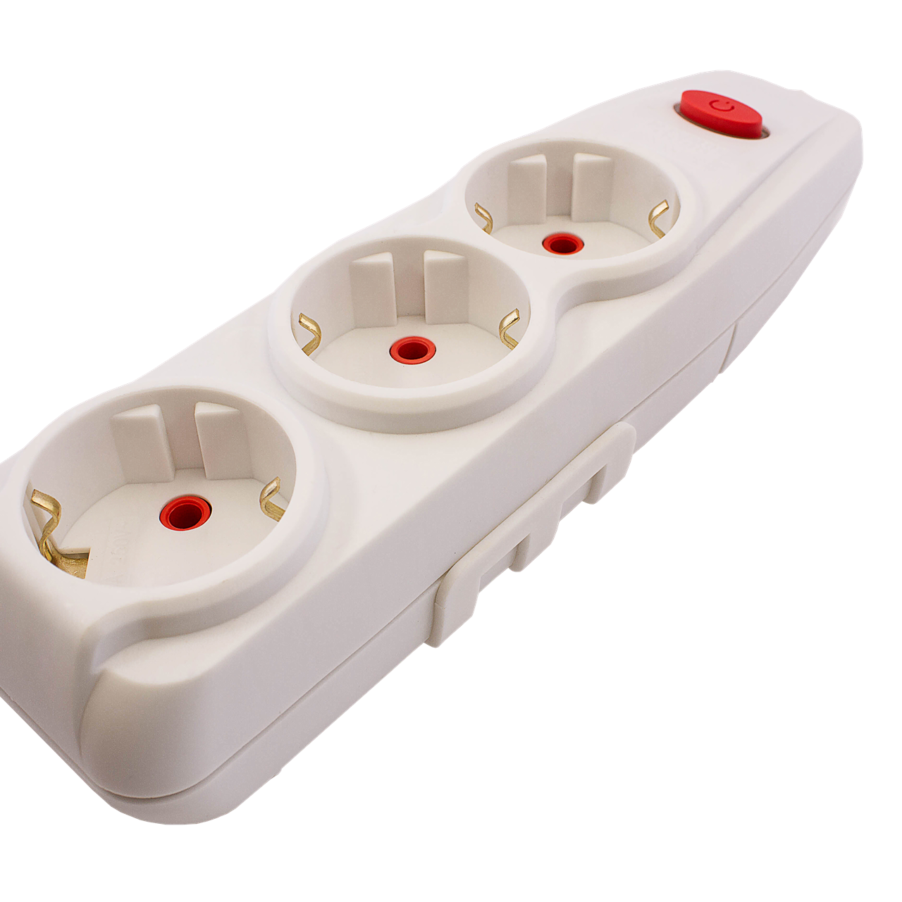 Right Hausen Kris Triple Extension Socket with Grounding and Switch, White HN-082051