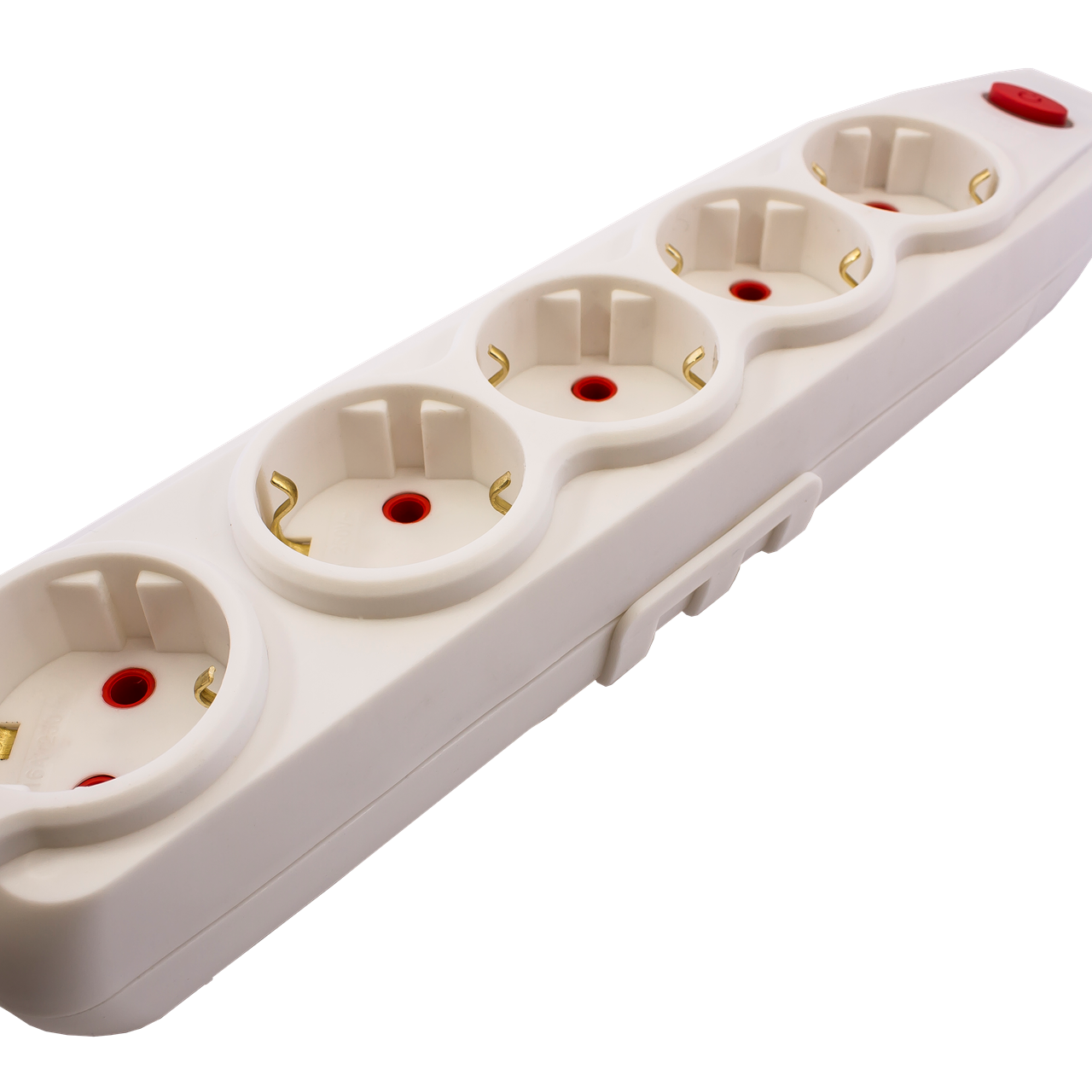 Right Hausen Kris Quintuple Extension Socket with Grounding and Button, White HN-082101